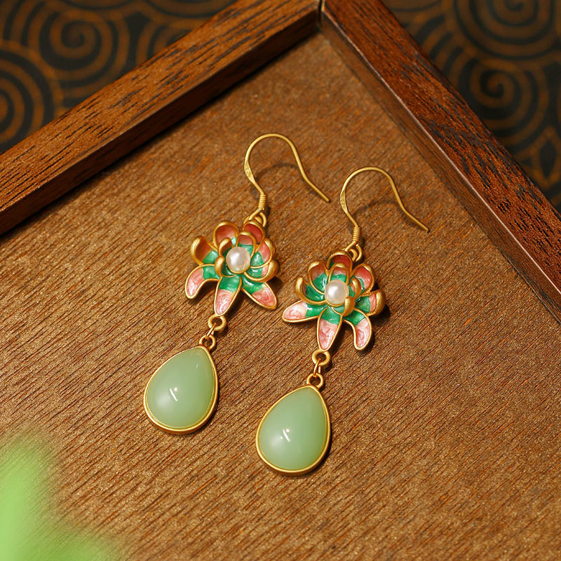 Earrings - Зеленые серьги в форме капли воды