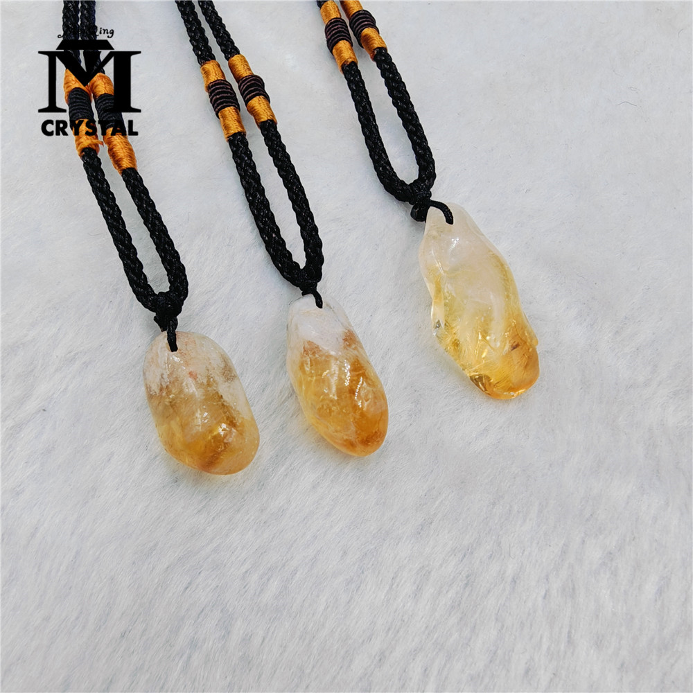 Crystal Pendant Necklace Natural Stone - 3 шт. натуральных кулонов из цитрина,