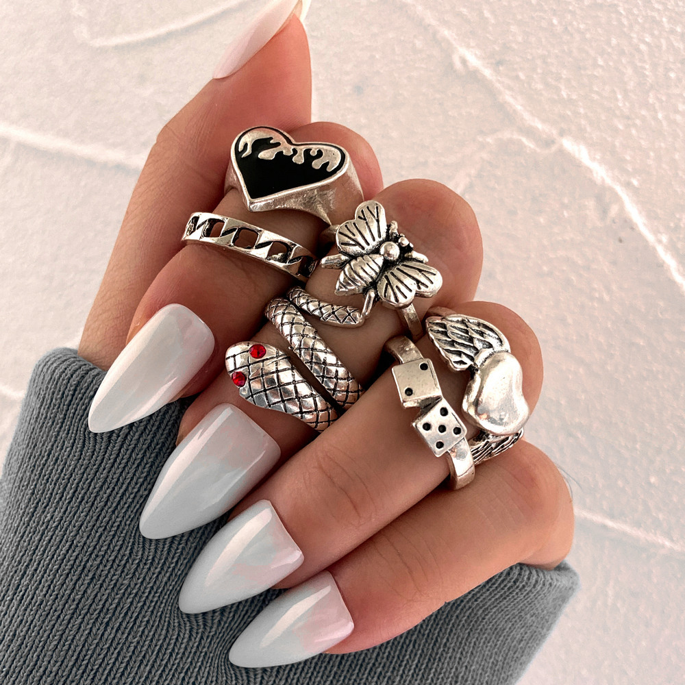 Vintage Punk Knuckle Rings Set - Набор из 6 винтажных колец в